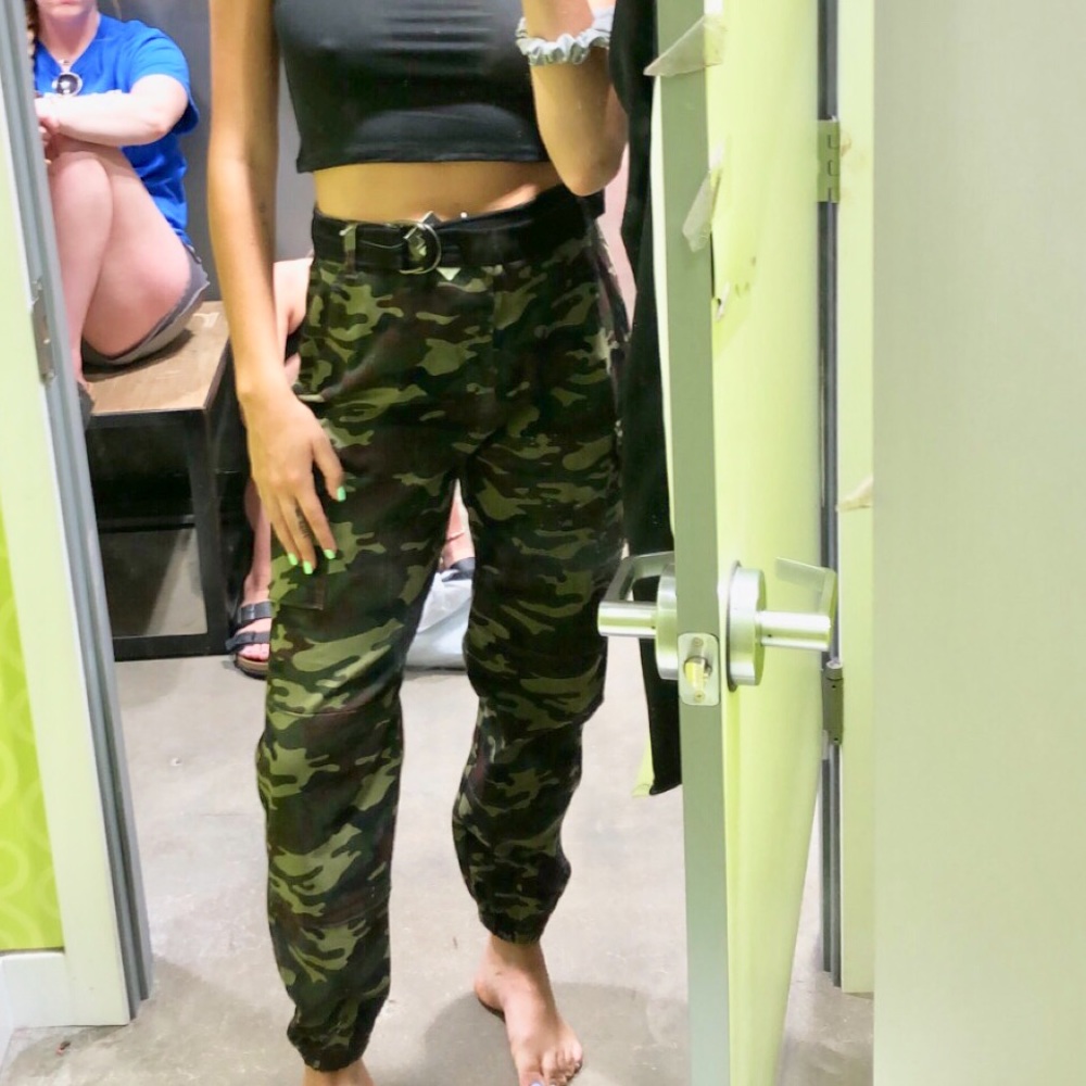 Camo Cargo Pants with belt